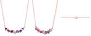 Macy's Multi-Gemstone (2-5/8 ct. t.w.) & Diamond (1/20 ct. t.w.) 17" Statement Necklace in 18K Rose Gold Over Sterling Silver